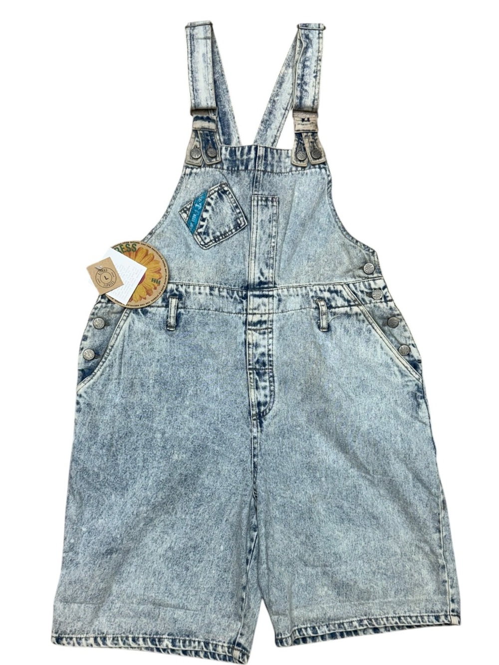 Vintage Gitano Acid Wash Denim Short Overalls Large, Deadstock Grunge 90s